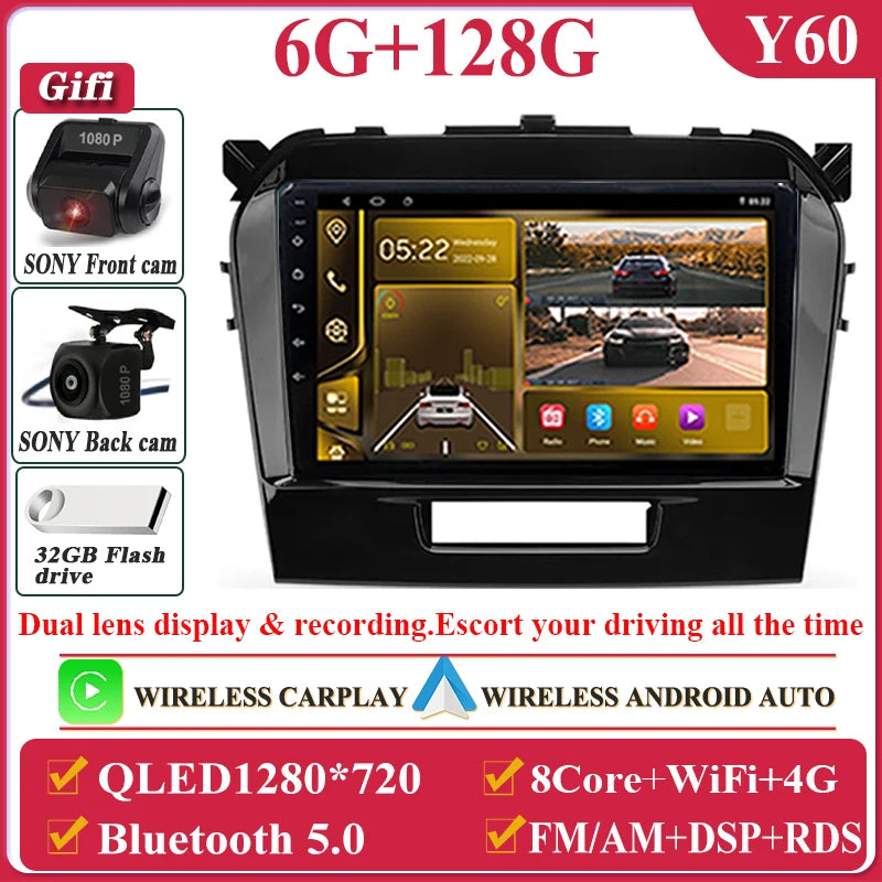 Autoradio Android da 9" per Suzuki Vitara 2017-2020, GPS e CarPlay