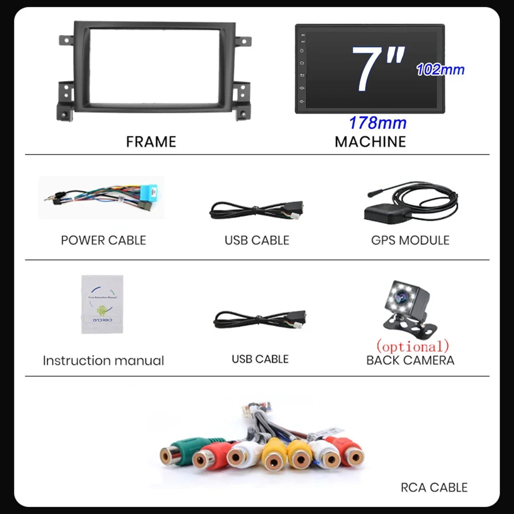 Autoradio Android 13 da 7" per Suzuki Grand Vitara 2005-2015
