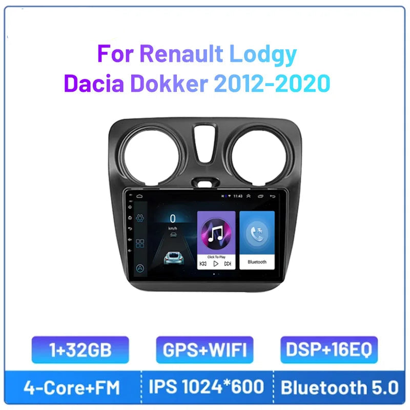 9" 2DIN CarPlay radio for Dacia Lodgy/Dokker 2012-2020