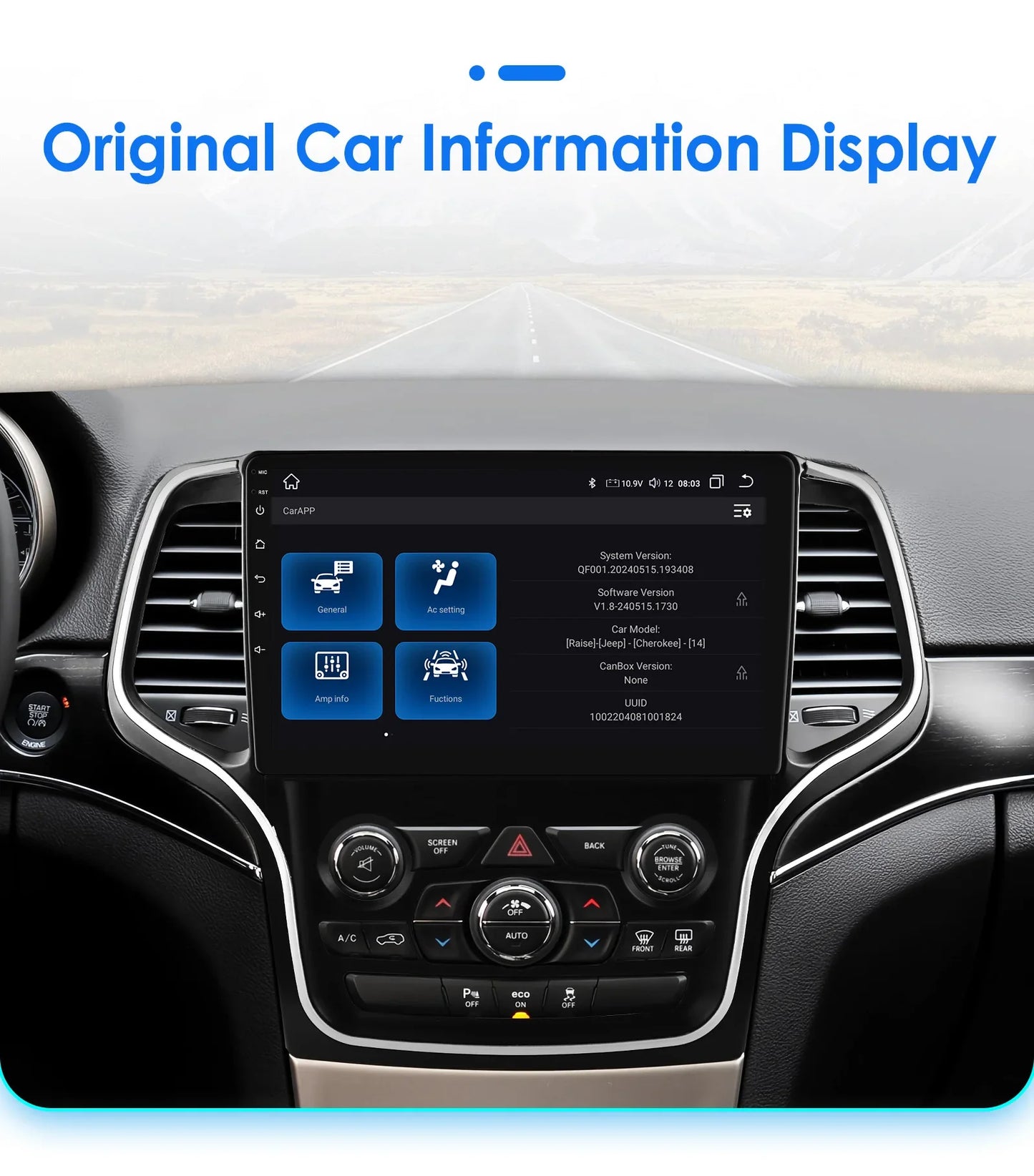 Hizpo 10.1" 2DIN CarPlay Android 13 per Jeep Grand Cherokee 2014-2022