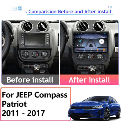 Autoradio Android 13 10" 1DIN para Jeep Compass/Patriot 2011-2017