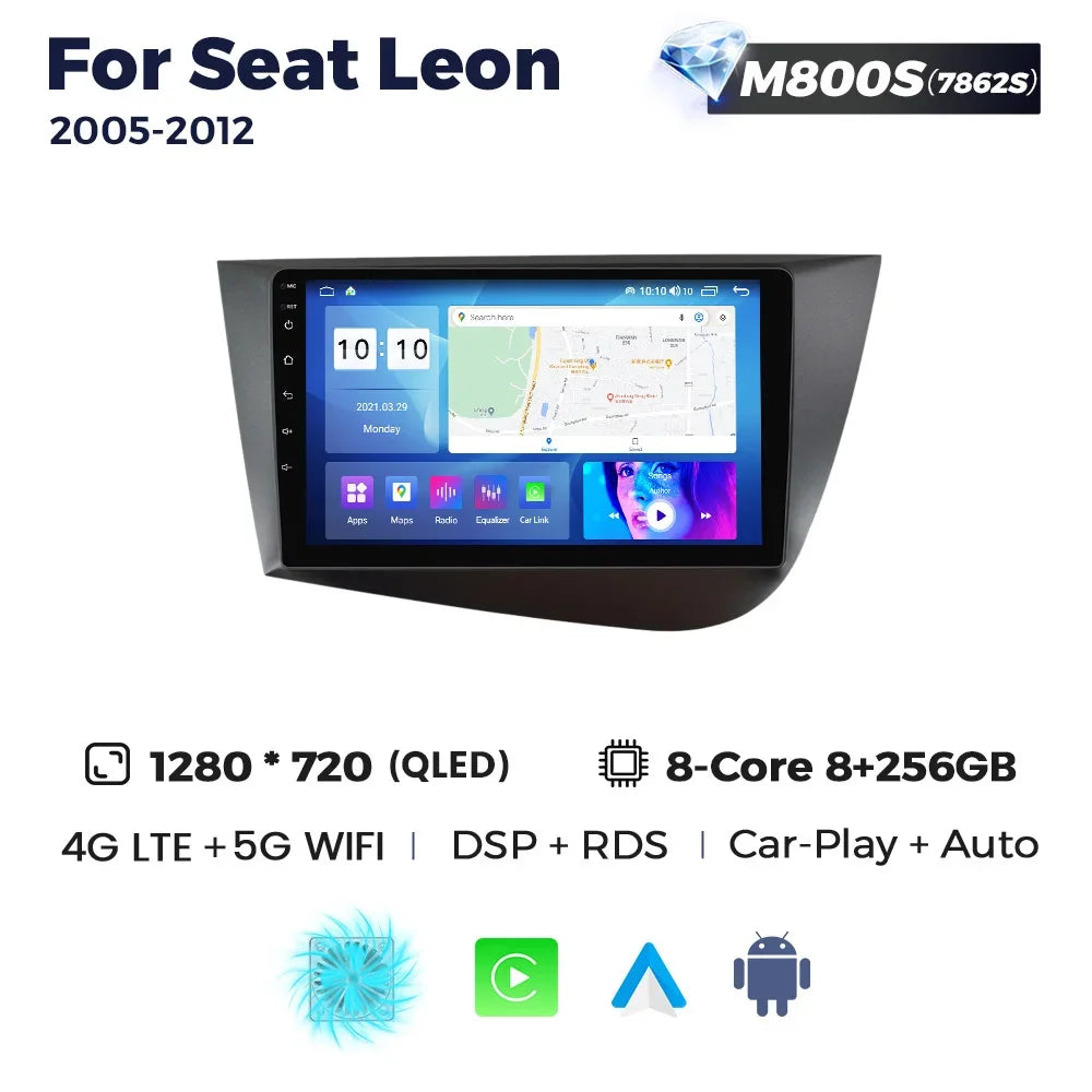 Autoradio Android 2DIN da 9" per Seat Leon 2005-2012