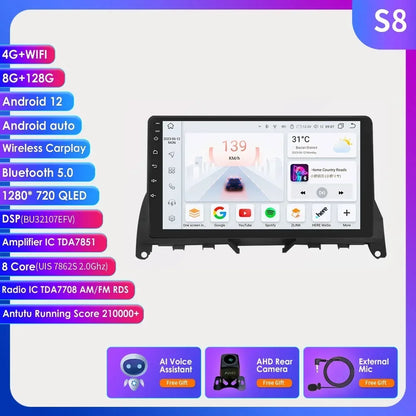 Autoradio 9" 2 Din Android 13 per Mercedes Benz Classe C W204 S204 2007-2010