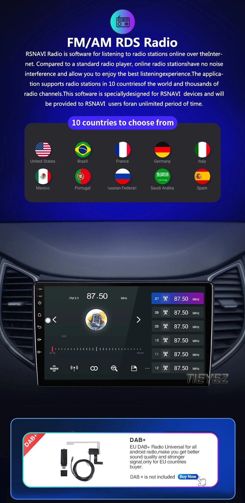 Radio Carplay Android 14 Toyota Yaris 2012-2017 9" GPS WiFi