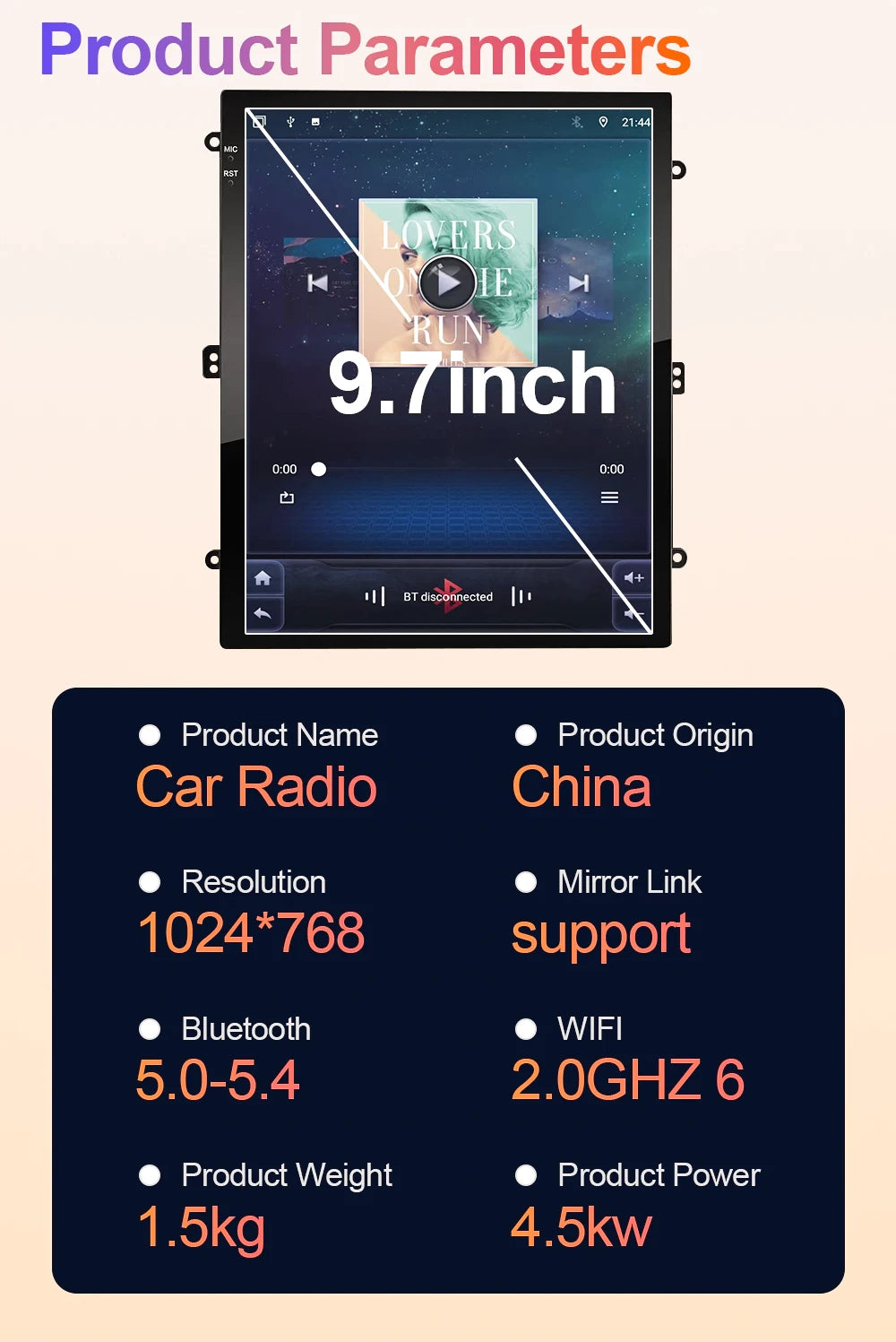 Autoradio 9.7" 1DIN para Mitsubishi Pajero 1999-2011