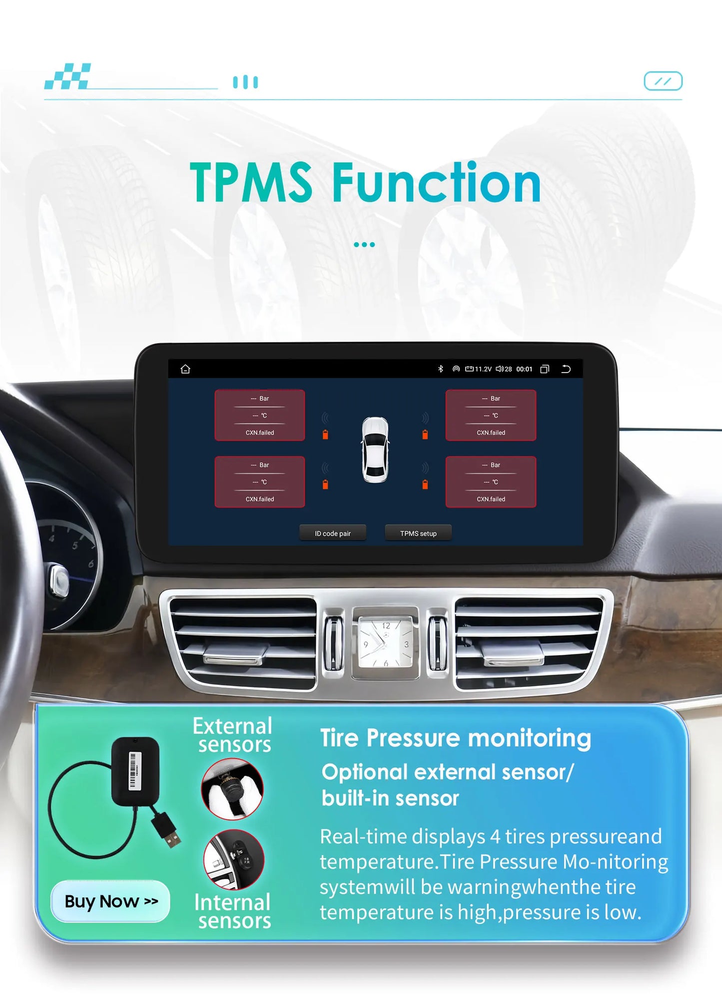Autoradio 10.25" 2 Din Android CarPlay per Mercedes-Benz Classe C W204 S204 2008-2010