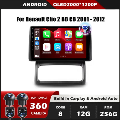 Autoradio 9" 1DIN CarPlay per Renault Clio 2001-2012