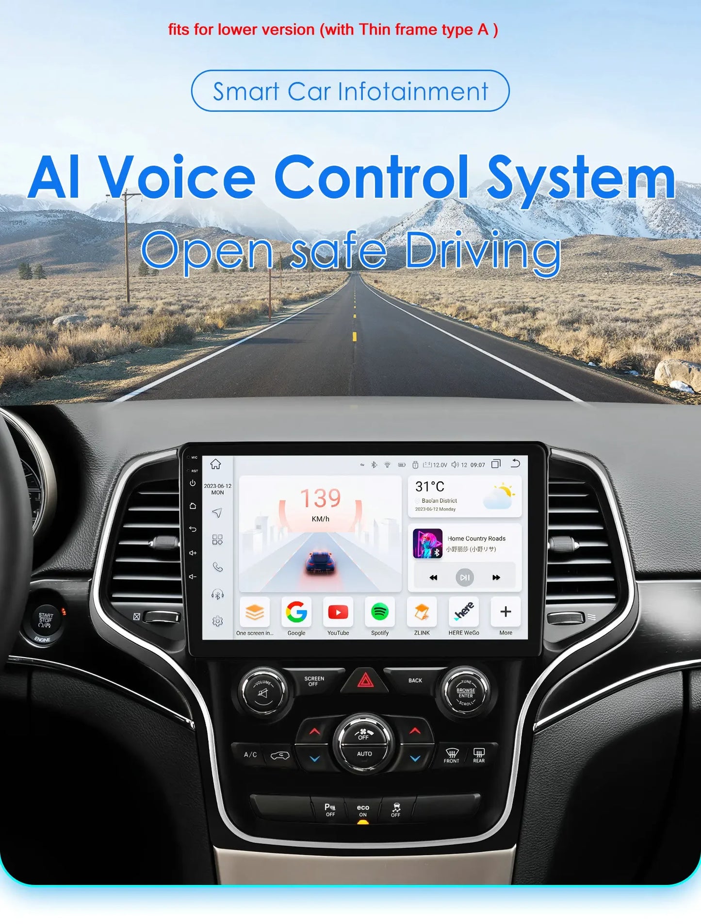 Hizpo 10.1" 2DIN CarPlay Android 13 per Jeep Grand Cherokee 2014-2022