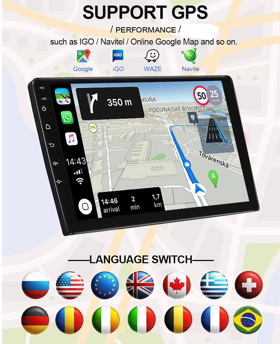 Radio 9" 2 Din para VW Caddy 2011-2019 – CarPlay, GPS, 360° Vista