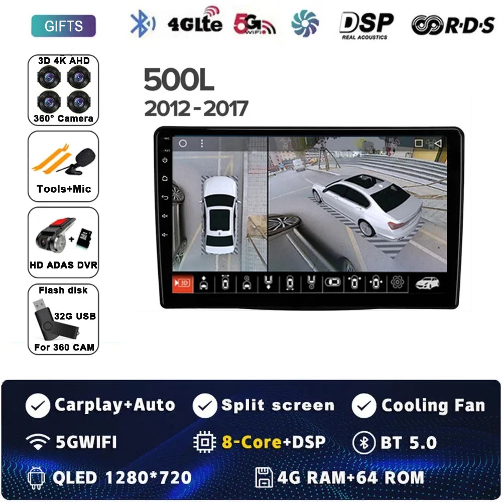 10.1" 2DIN Car Stereo for Fiat 500L/Egea/Doblo 2012-2017