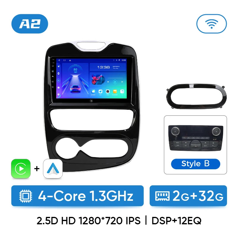 Autoradio Android 13 2DIN da 9" per Renault Clio 4 2012-2019