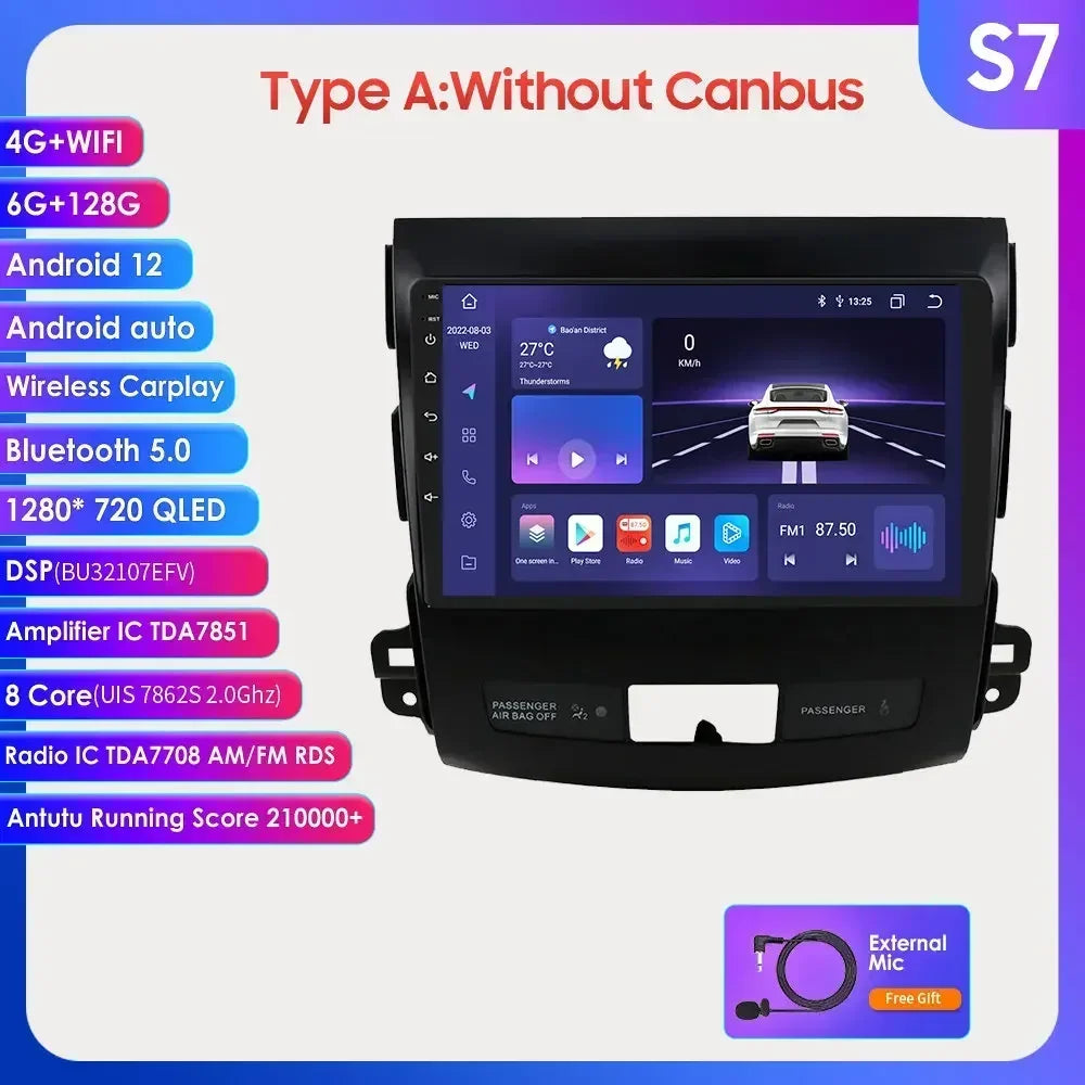 Car radio 9" 2 DIN for Mitsubishi Outlander 2005-2011