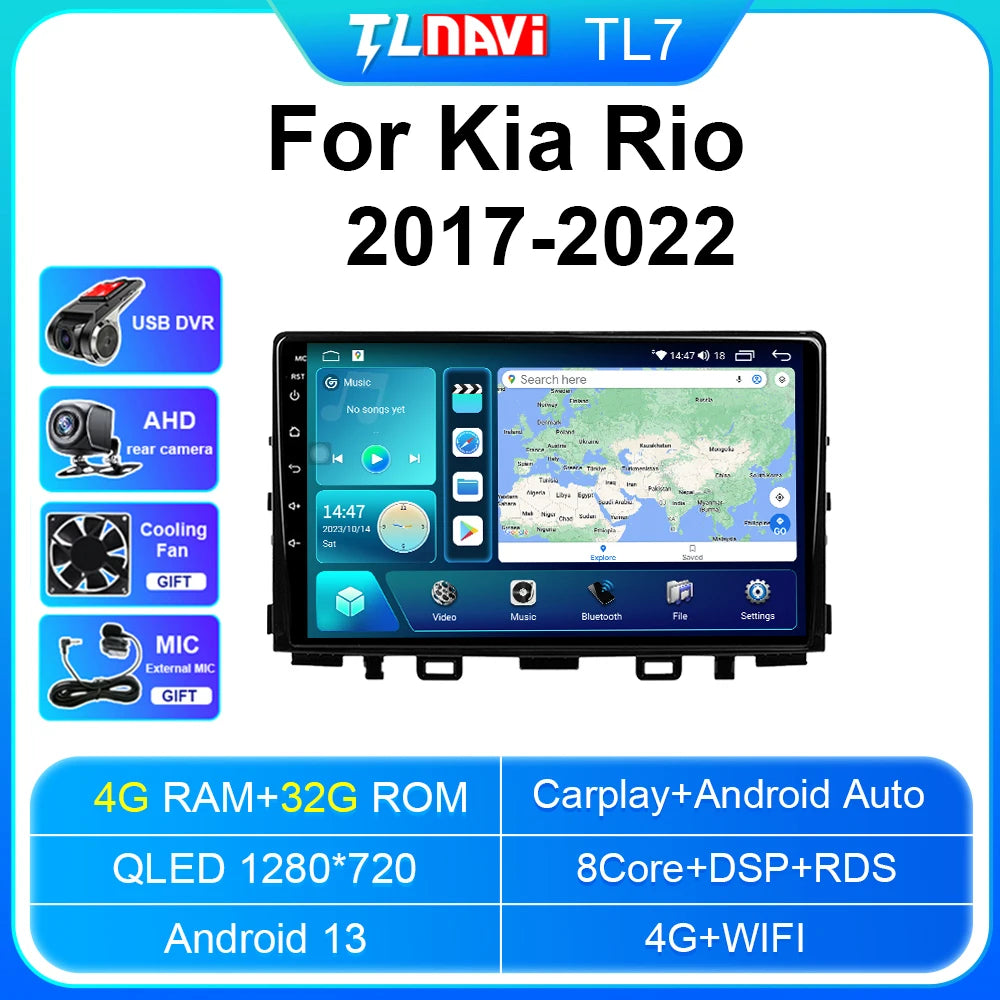 Autoradio stereo Android Auto da 9" per Kia Rio 2017-2022