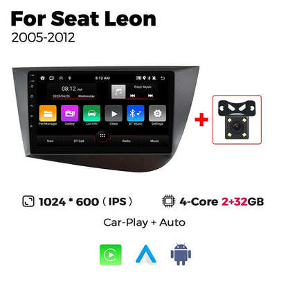 Autoradio Android 2DIN da 9" per Seat Leon 2005-2012