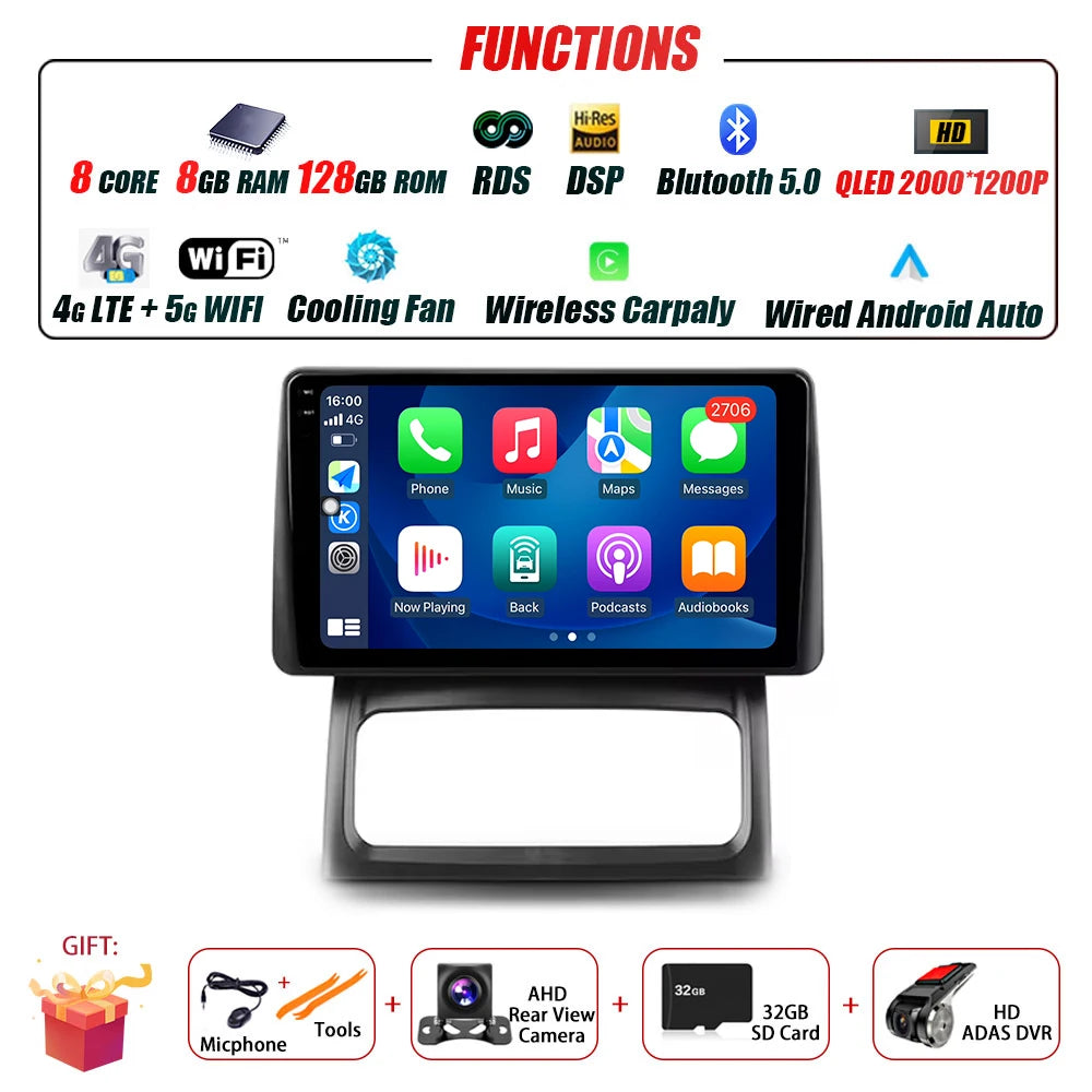 Autoradio 9" 1DIN CarPlay per Renault Clio 2001-2012