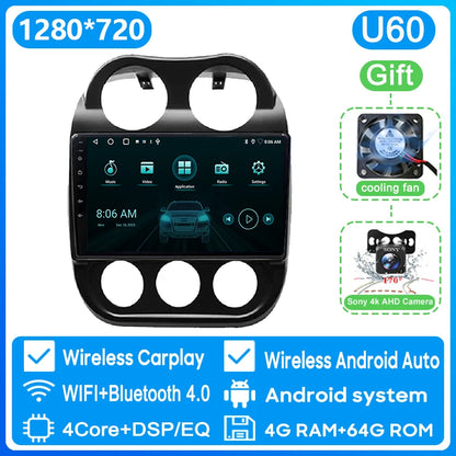 Autoradio Android 13 10" 1DIN para Jeep Compass/Patriot 2011-2017