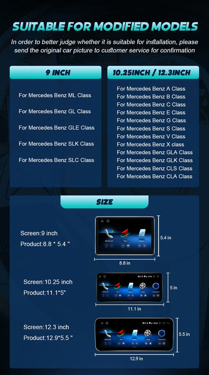 Radio Android 14 8.8” 2 Din per Mercedes Classe C W204 2011-2014 – CarPlay, GPS e WIFI