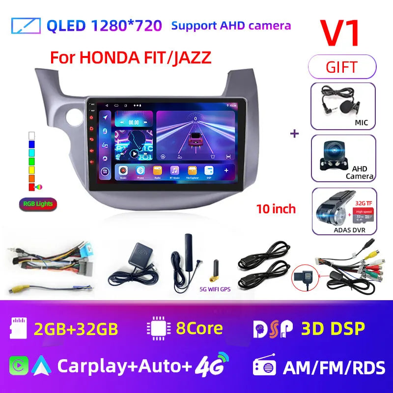 Car radio Honda Fit Jazz 2008-2013 10" Android 12 Double Din