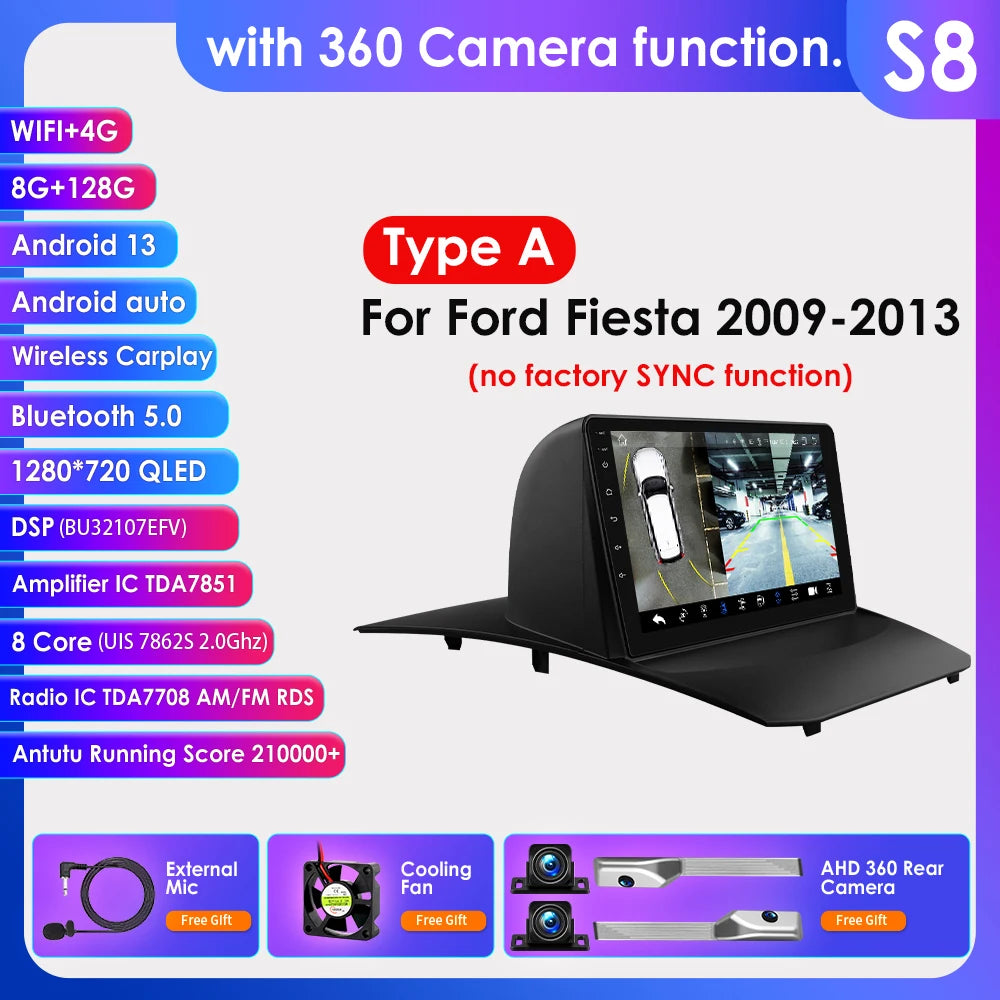 9" Double Din Android Car Stereo for Ford Fiesta 2009–2017
