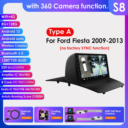 9" Double Din Android Car Stereo for Ford Fiesta 2009–2017