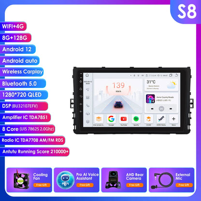 9" 2DIN Android 13 Car Stereo for VW T-Roc T-Cross Polo 2018-2021