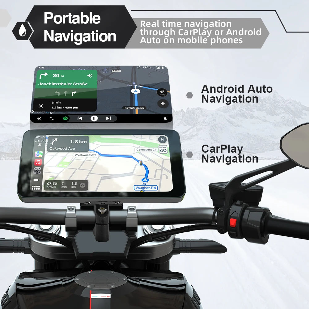 Monitor 6.5" IPX67 CarPlay Moto Android Auto