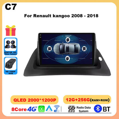Autoradio 9'' Android 14 para Renault Kangoo 2008-2018 - CarPlay, GPS, 4G, BT