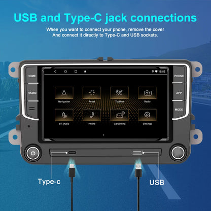 Wireless Carplay Android auto For VW Caddy 2005-2020 4-64GB Android 13 Stereo Car Radio GPS WIFI BT