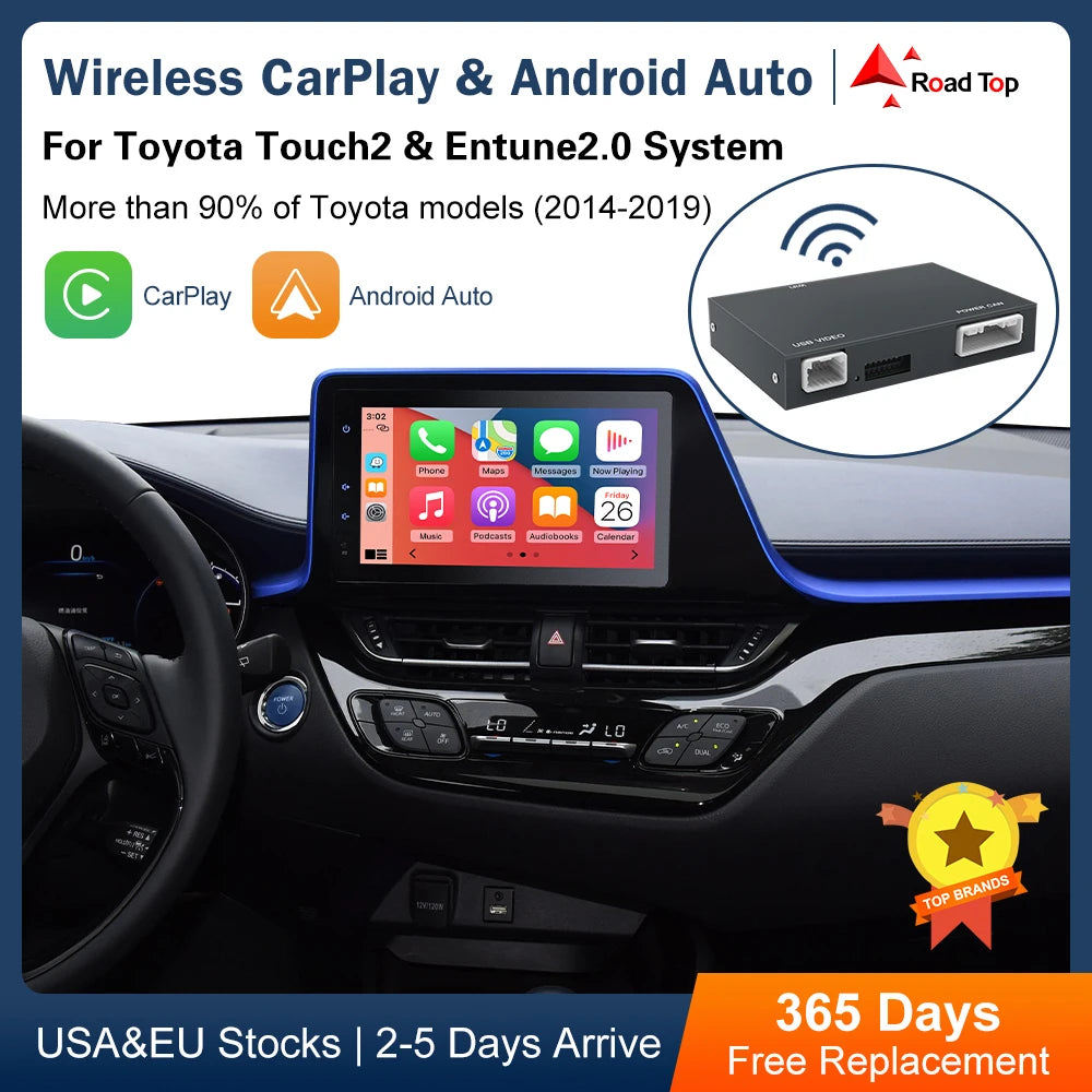 Wireless Android Auto CarPlay Adapter for Toyota Prius, C-HR, Avalon and more