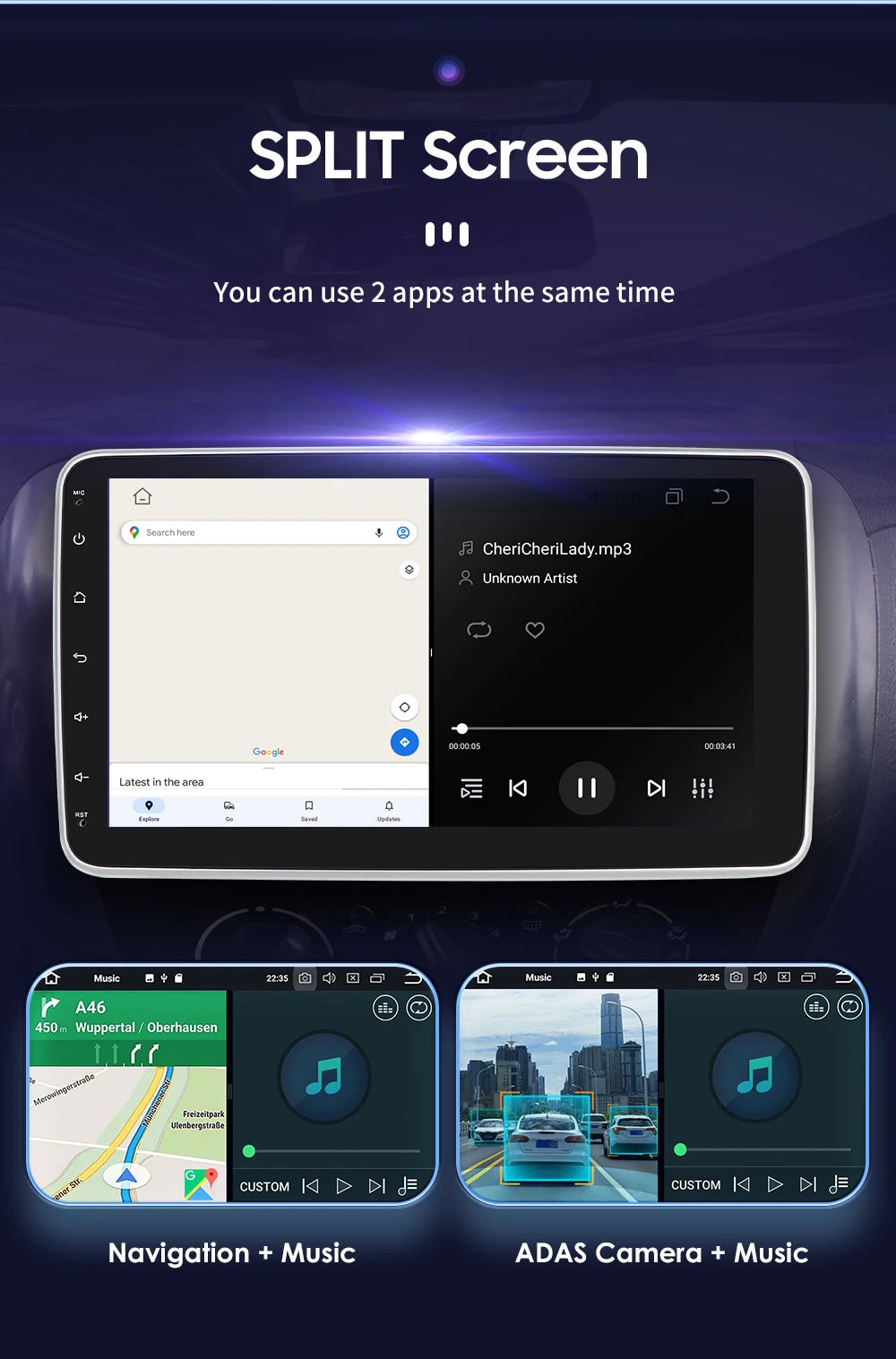 Autoradio 10.1" 1DIN Android Auto con GPS Universal AutoRadioCanario