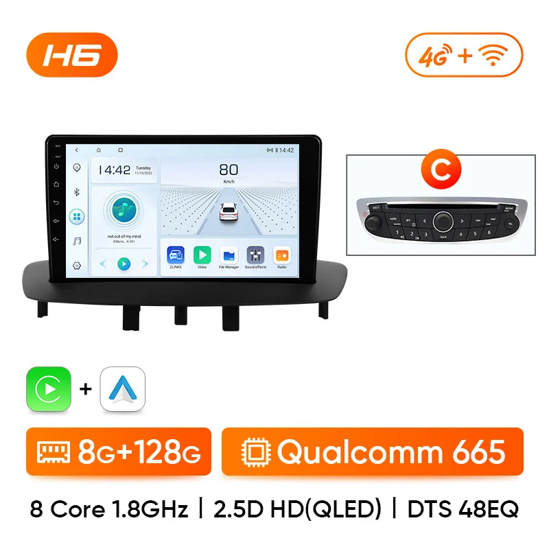 Autoradio 9" 2DIN CarPlay para Renault Megane 2008-2014