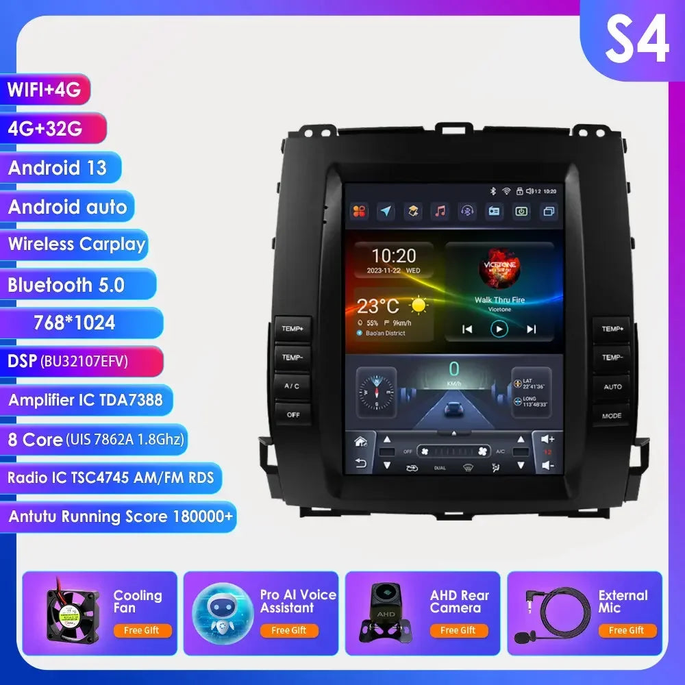 Autoradio Android 13 da 9,7" Double Din per Land Cruiser Prado 120 / Lexus GX470 2002-2009