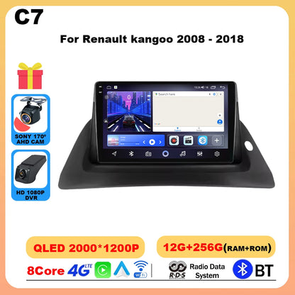 Autoradio 9'' Android 14 para Renault Kangoo 2008-2018 - CarPlay, GPS, 4G, BT