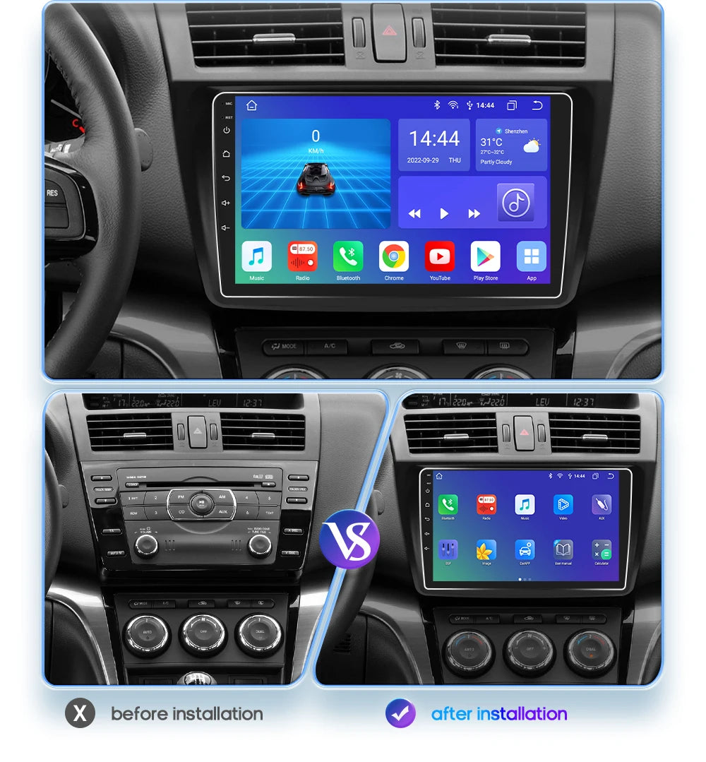 9" 2Din Android 12 CarPlay Radio for Mazda 6 2007-2012