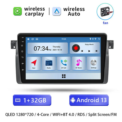Autoradio da 9" per BMW E46 M3 318/320/325/330/335 (1999-2005) - Android Auto, Apple CarPlay, QLED