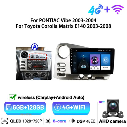 Autoradio Bluetooth per PONTIAC Vibe 2003 2004 per Toyota Corolla Matrix E140 2003-2008 Carplay Android GPS FM Smart Car System