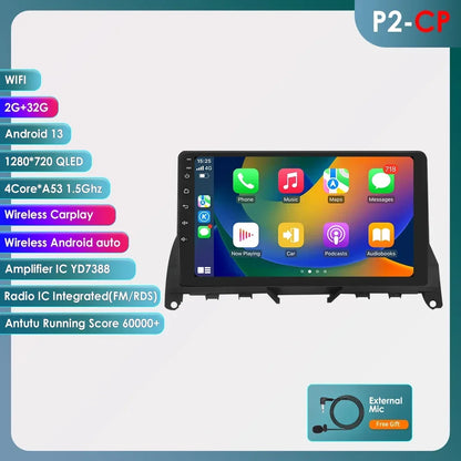 Autoradio 9" 2 Din Android 13 per Mercedes Benz Classe C W204 S204 2007-2010