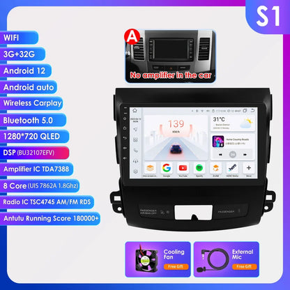 Car radio 9" 2 DIN for Mitsubishi Outlander 2005-2011