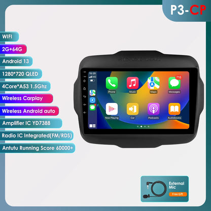 Autoradio 2DIN da 9" con Android 13 per Jeep Renegade 2016-2020