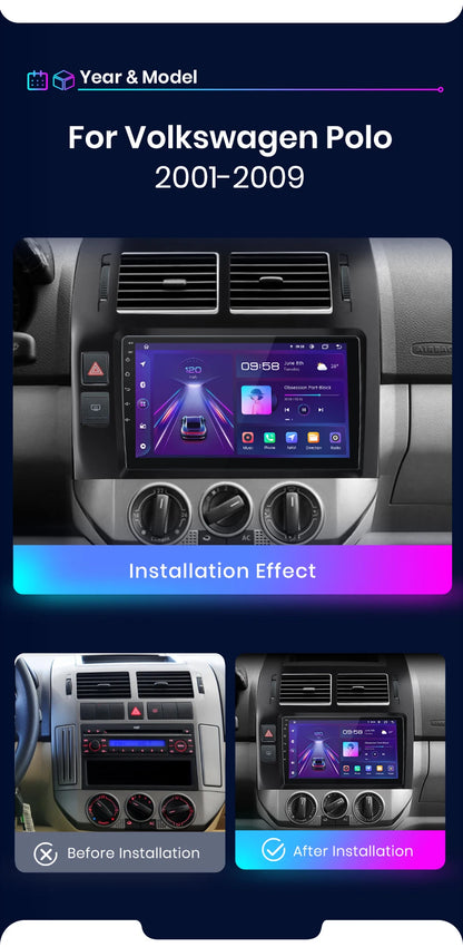 Junsun Double Din 9" Android Radio per VW Polo 2001-2009 con CarPlay e GPS