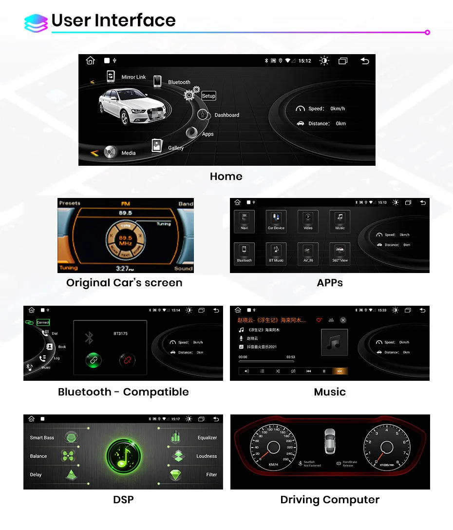 CarPlay Android Auto 8.8" 1 Din for Audi A4L 2009-2016
