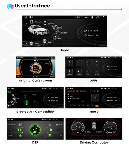 CarPlay Android Auto 8.8" 1 Din for Audi A4L 2009-2016