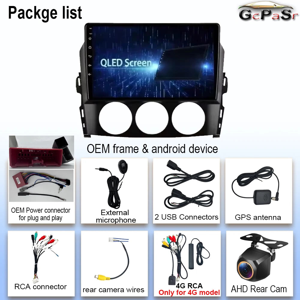 Stereo Mazda MX-5 NC 2005-2015, 9" Android DSP, Wi-Fi, Carplay