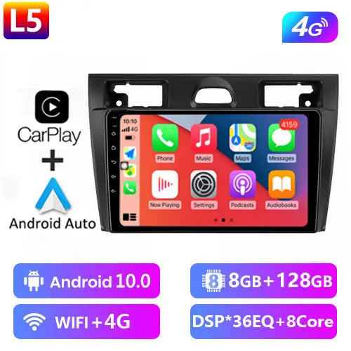 Radio Android 12 CarPlay, 9" 2 Din per Ford Fiesta MK6 2002-2008