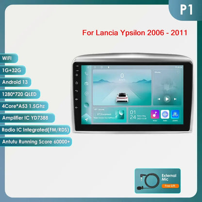 Autoradio 9" 2DIN Android 13 para Lancia Ypsilon 2006-2011
