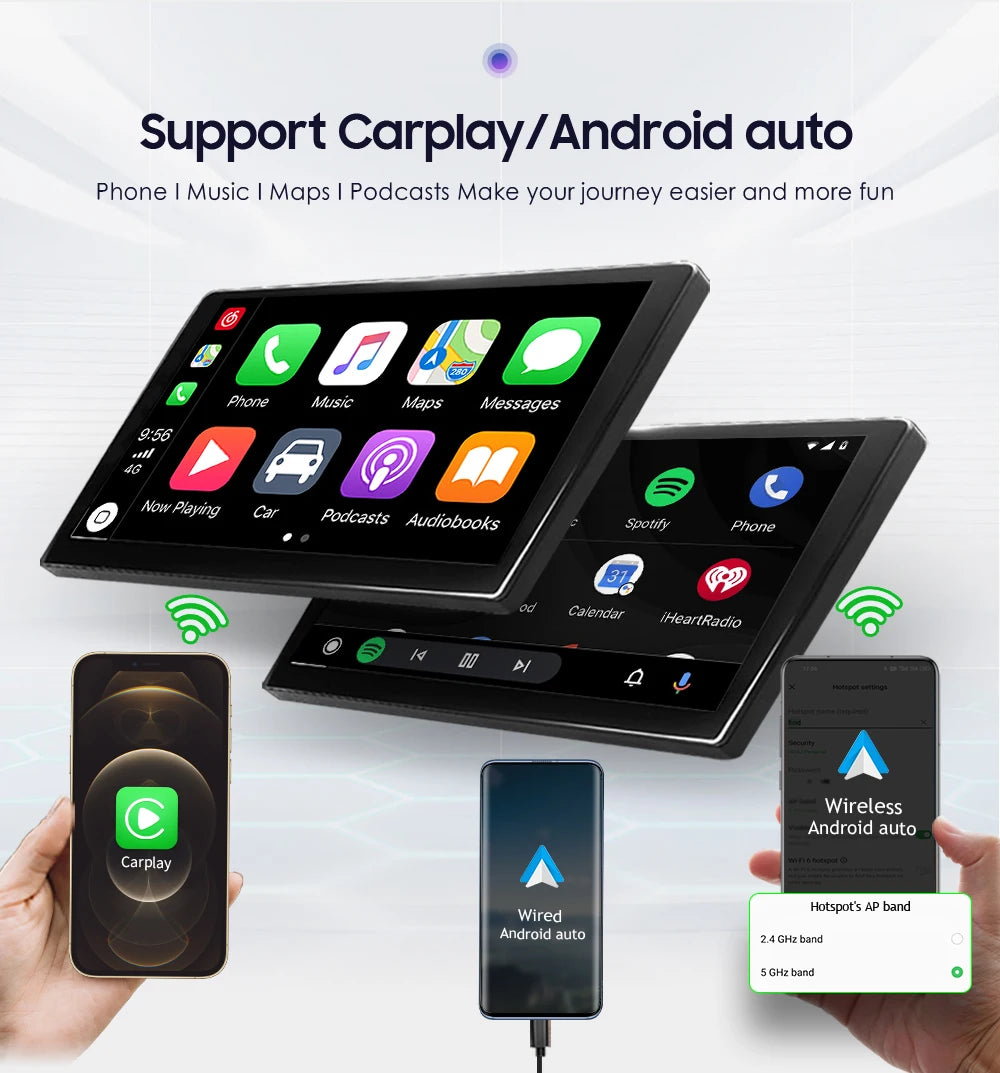Autoradio 7" Android 1 Din con CarPlay GPS y Pantalla Retráctil