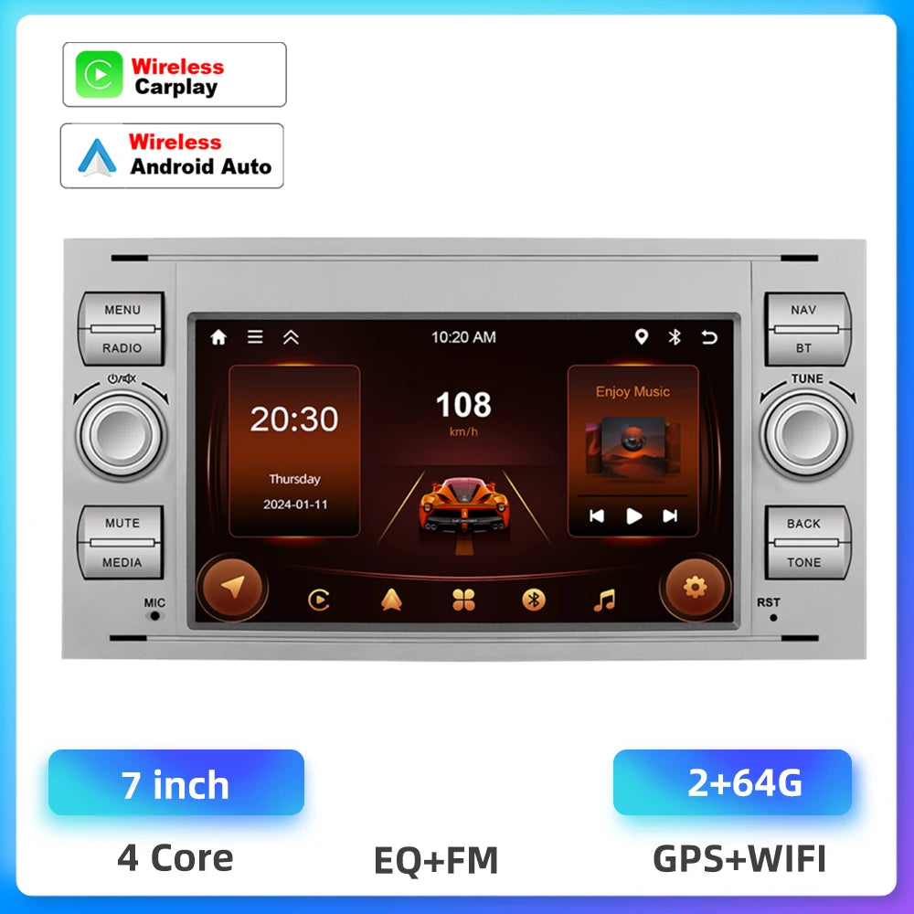 Autoradio 7" Double Din per Ford Kuga 2008-2011 - CarPlay, Android Auto, GPS e riproduzione multimediale