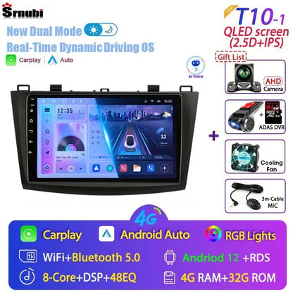 Stereo Mazda 3 2009-2013, 9" Android 12 Double Din, GPS Navigation
