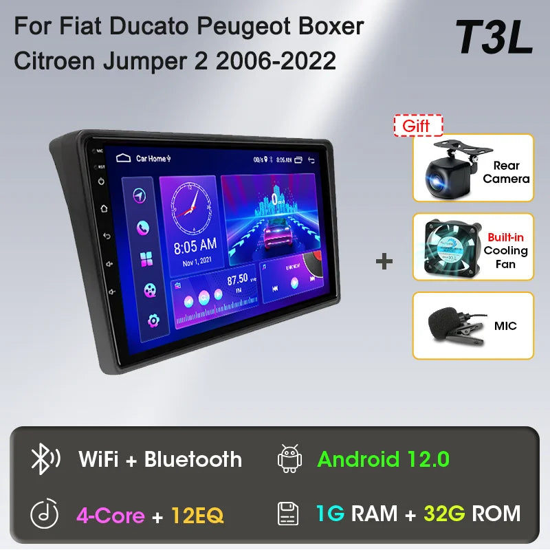 Autoradio 9" 2DIN Android per Fiat Ducato 2006-2022