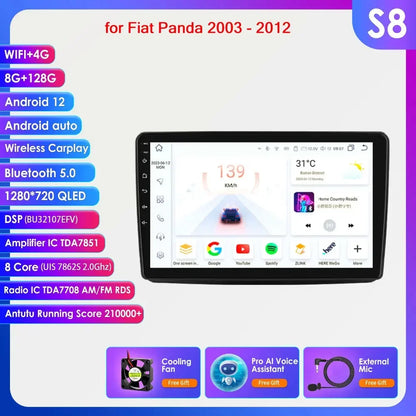 Autoradio GPS Android CarPlay da 9" per Fiat Panda 2003-2012